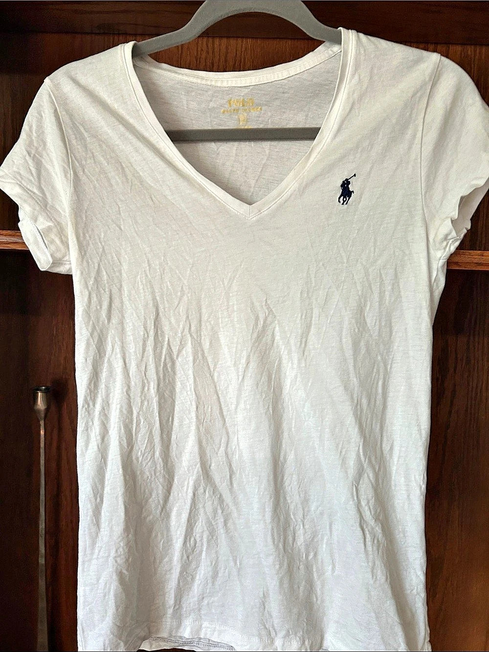 Polo Ralph Lauren V-Neck Slub Tee White Small